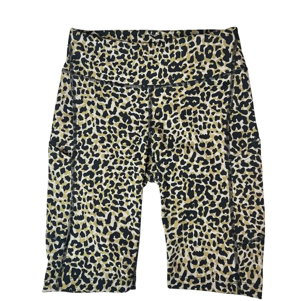 Outdoor Voices Leopard Print Bike Shorts Zoom 10 inch Athletic Workout Sz S
